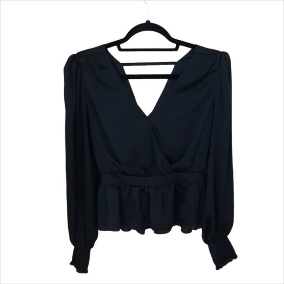 Express Black Tie Back Blouse - Picture 1 of 4
